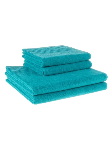 avance 4-delige set: handdoeken turquoise