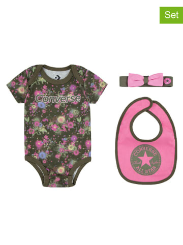 Converse 3tlg. Erstlingsset in Khaki/ Rosa