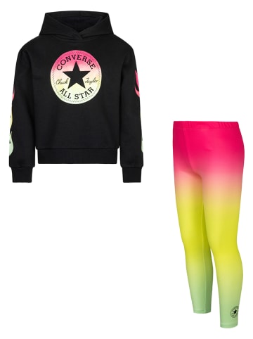 Converse 2-delige outfit zwart/roze/geel