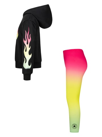 Converse 2-delige outfit zwart/roze/geel