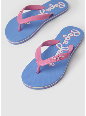 Pepe Jeans Zehentrenner in Blau/ Rosa