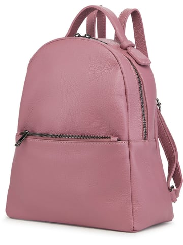ORE10 Skórzany plecak "Livia" w kolorze szaroróżowym - 28 x 33 x 14 cm