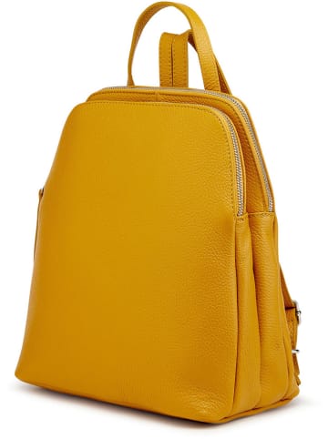 ORE10 Skórzany plecak "Olow" w kolorze musztardowym - 30 x 33 x 16 cm
