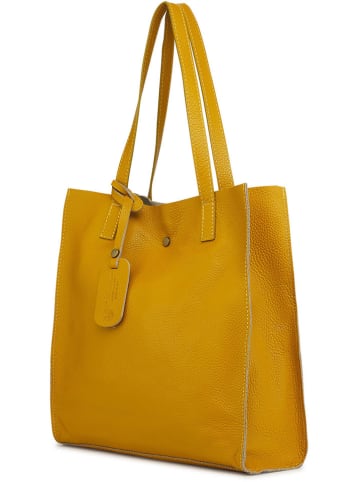 ORE10 Leder-Schultertasche "Ortega" in Senf - (B)33 x (H)38 x (T)15 cm