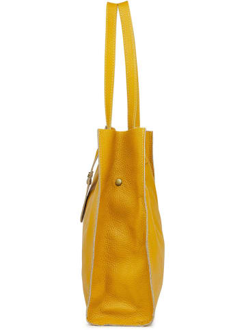 ORE10 Leren schoudertas "Ortega" mosterdgeel - (B)33 x (H)38 x (D)15 cm