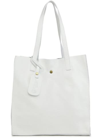 ORE10 Skórzana torebka "Ortega" w kolorze białym - 33 x 38 x 15 cm
