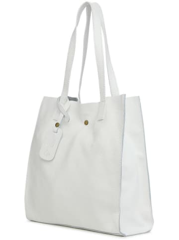 ORE10 Skórzana torebka "Ortega" w kolorze białym - 33 x 38 x 15 cm