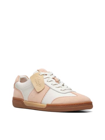 Clarks Leder-Sneakers in Creme/ Orange