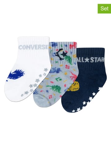 Converse 3-delige set: antislipsokken blauw/grijs/zwart