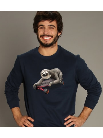 WOOOP Sweatshirt "Skateboard Sloth" donkerblauw