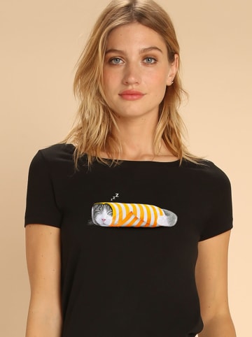 WOOOP Shirt "Cat in the paper" in Schwarz
