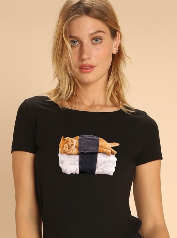 WOOOP Shirt "Sushi Cat" in Schwarz