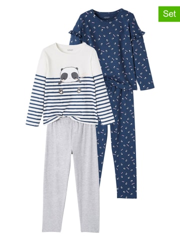 vertbaudet 2-delige set: pyjama's wit/donkerblauw