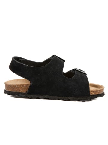 billowy Leder-Sandalen in Schwarz
