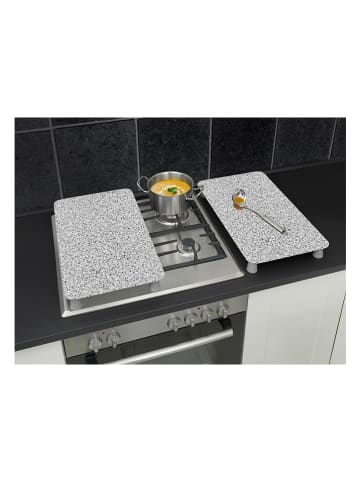 Wenko 2-delige set: roestvrijstalen fornuisafdekplaten "Graniet Grijs" - (B)52 cm