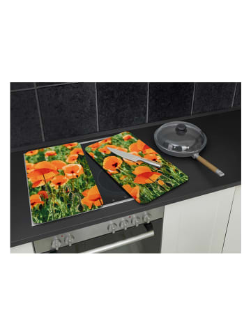 Wenko 2er-Set: Herdabdeckplatten "Mohnwiese" - (L)30 x (B)52 cm