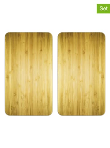 Wenko 2er-Set: Herdabdeckplatten "Helles Holz" - (L)30 x (B)52 cm