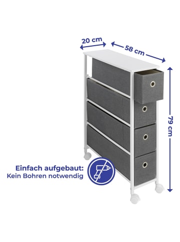 Wenko Wagen op wielen wit/grijs - (B)20 x (H)79 x (T)58 cm