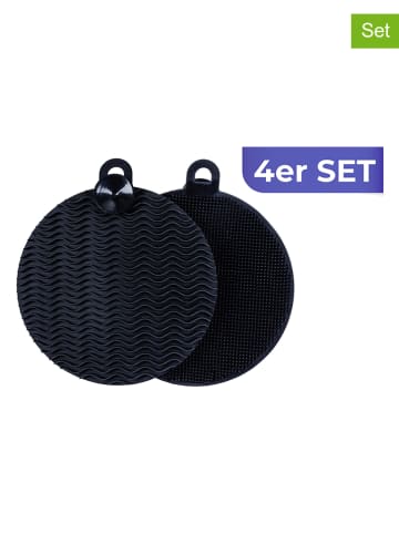 Wenko 4er-Set: Waschlappen in Schwarz - (B)14 x (H)1,5 x (T)12 cm