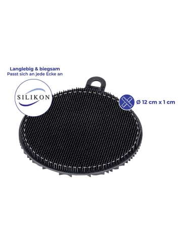 Wenko 4-delige set: waslappen zwart - (B)14 x (H)1,5 x (D)12 cm