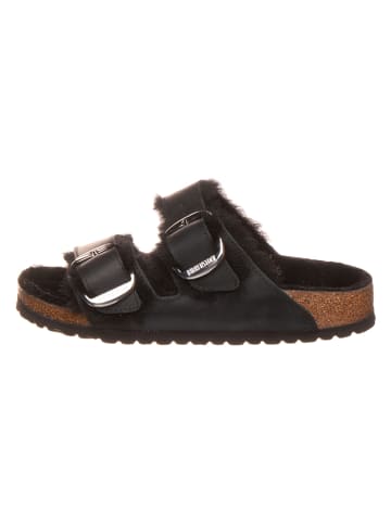 Birkenstock Leder-Pantoletten "Arizona" in Schwarz - Weite S