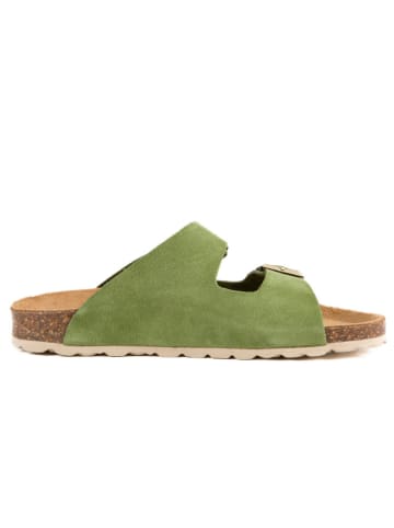billowy Leren slippers groen