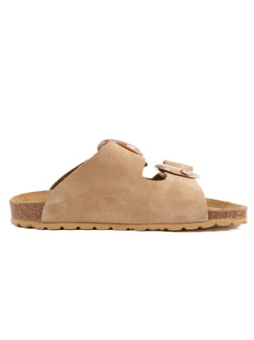 billowy Leren slippers bruin