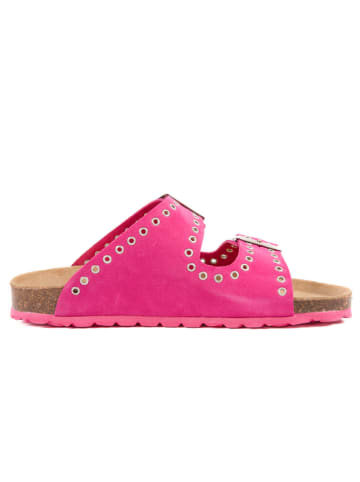 billowy Leren slippers fuchsia