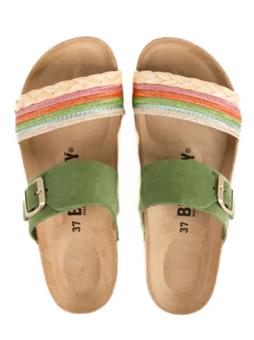 billowy Leren slippers groen