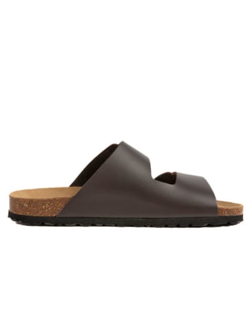 billowy Leren slippers bruin