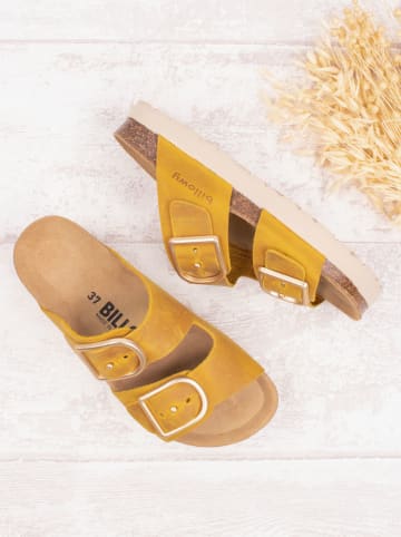 billowy Leren slippers geel