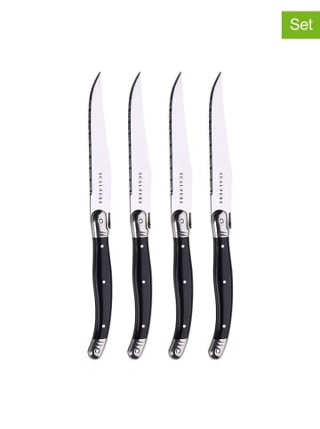 SCALPERS 4-delige set: steakmessen zwart/zilverkleurig