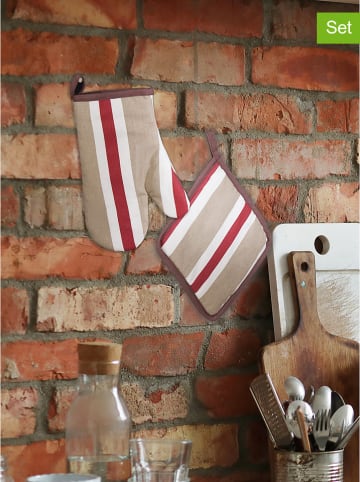 Calitex 2-delige set: ovenwant en pannenlap beige
