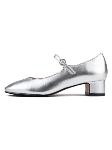 loft37 Leder-Spangenpumps in Silber