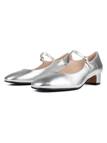 loft37 Leder-Spangenpumps in Silber
