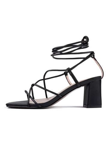 loft37 Skórzane sandały w kolorze czarnym