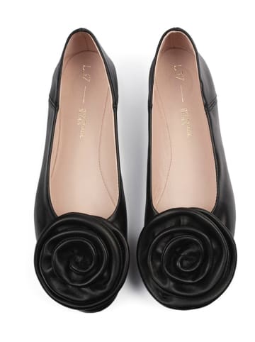 loft37 Leder-Ballerinas "Wild Roses" in Schwarz
