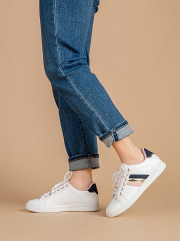 Foreverfolie Sneakers in Weiß/ Dunkelblau/ Rosa