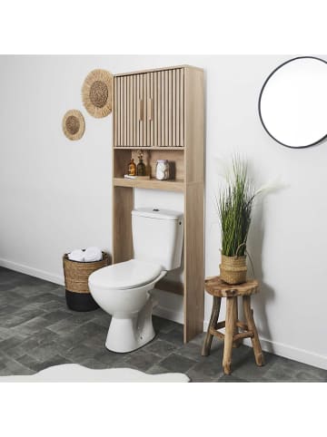 THE HOME DECO FACTORY Badezimmerschrank in Natur - (B)60 x (H)166 x (T)20 cm