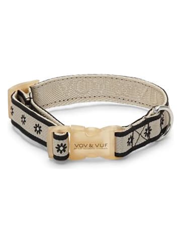 VOV & VUF Hundehalsband in Beige/ Schwarz