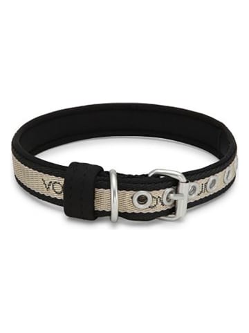 VOV & VUF Hundehalsband in Beige/ Schwarz