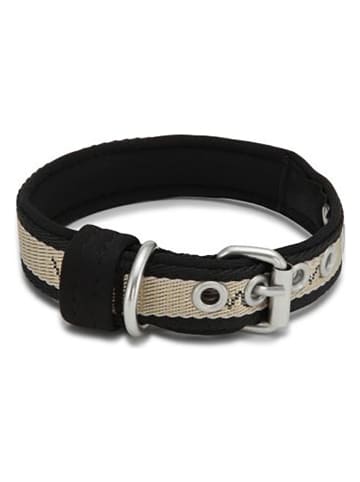 VOV & VUF Hundehalsband in Beige/ Schwarz