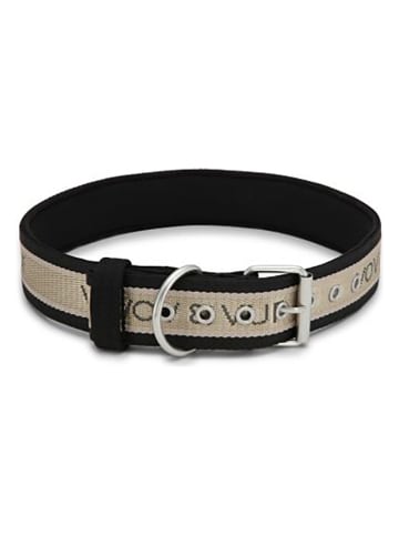 VOV & VUF Hundehalsband in Beige/ Schwarz