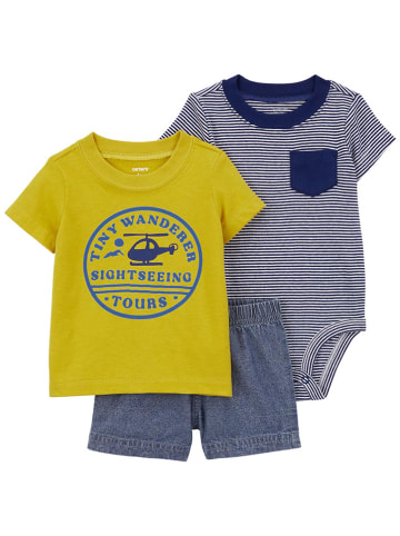 carter's 3-delige outfit donkerblauw/geel