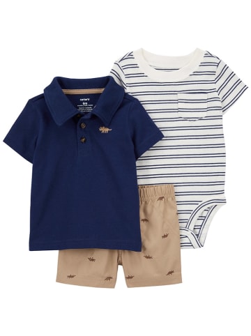 carter's 3-delige outfit donkerblauw/lichtbruin