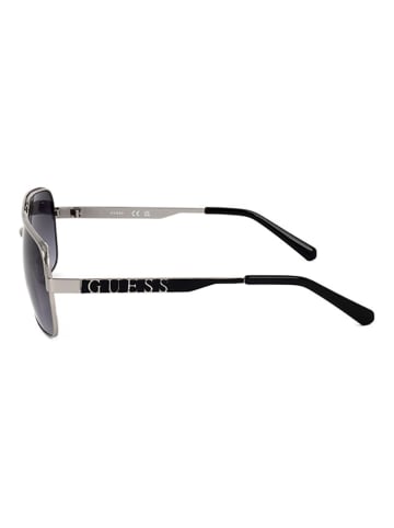 Guess Męskie okulary przeciwsłoneczne w kolorze srebrno-czarnym