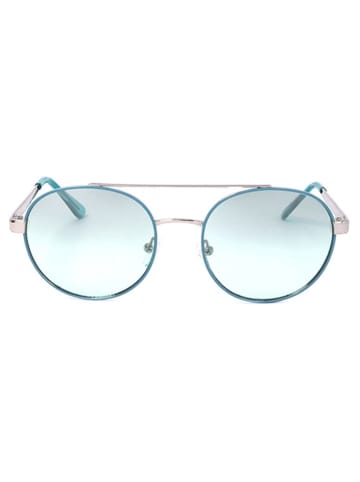 Guess Damskie okulary przeciwsłoneczne w kolorze srebrno-turkusowo-błękitnym
