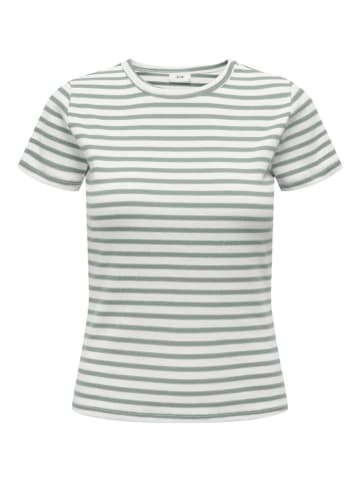 JDY Shirt in Grün/ Weiß