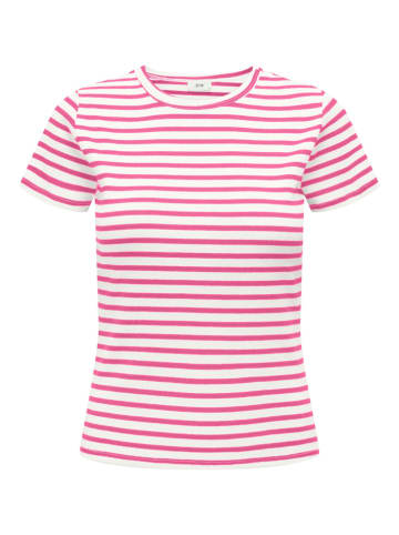 JDY Koszulka w kolorze różowo-białym
