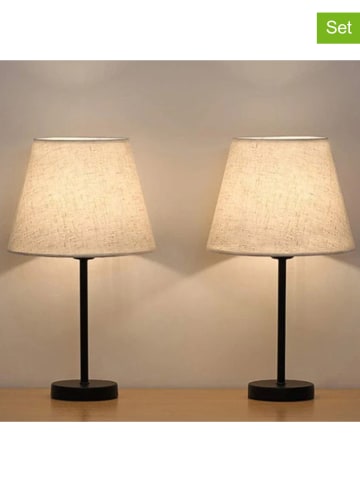Opviq Lampy stołowe (2 szt.) w kolorze kremowo-czarnym - wys. 36 x Ø 22 cm